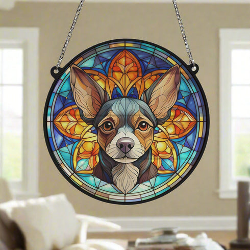 Chihuahua Black Stained Glass Effect Suncatcher